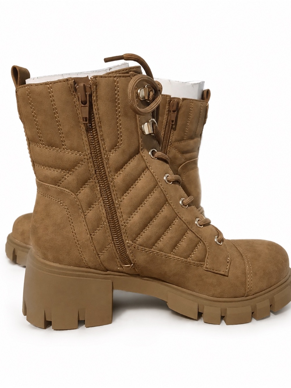 G by Guess Arisa-SS Women’s Tan Combat Boots chunky Lug Sole NIB Size 8M